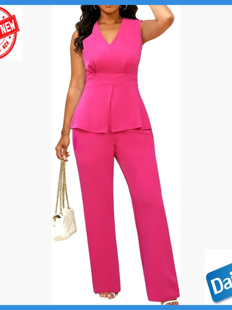 Sleeveless Vest Blazer Pant Suit Set Business Casual Work Outfit